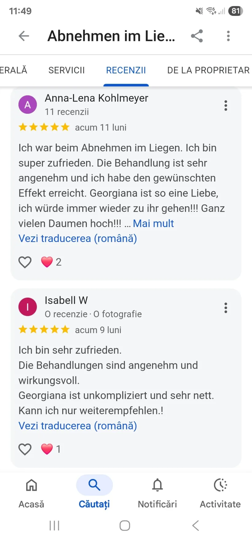 Google-Rezension mit 5 Sternen für Abnehmen im Liegen Friedrichshafen